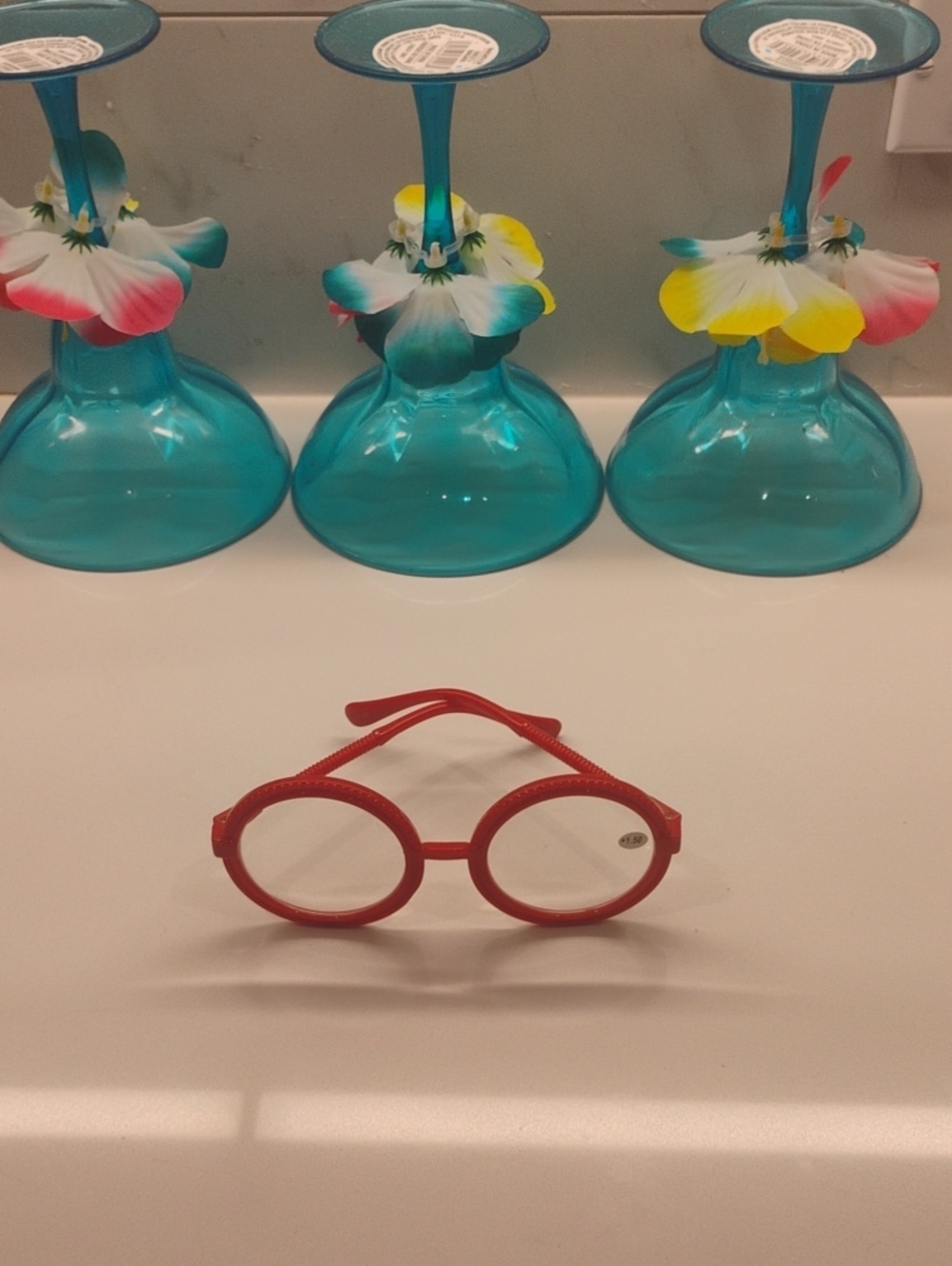 Oversized Round Red Reading Glasses -#150 Lightweight Fun Frame🆕✨🍓🩷